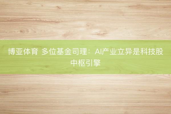 博亚体育 多位基金司理：AI产业立异是科技股中枢引擎