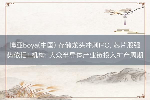 博亚boya(中国) 存储龙头冲刺IPO, 芯片股强势依旧! 机构: 大众半导体产业链投入扩产周期