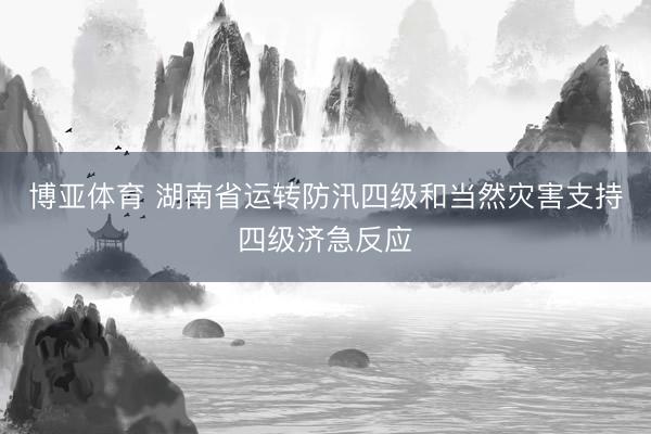 博亚体育 湖南省运转防汛四级和当然灾害支持四级济急反应
