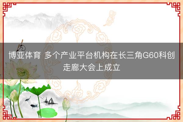 博亚体育 多个产业平台机构在长三角G60科创走廊大会上成立