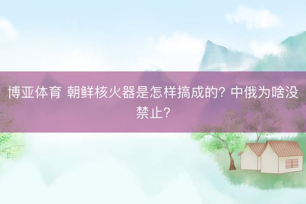 博亚体育 朝鲜核火器是怎样搞成的? 中俄为啥没禁止?