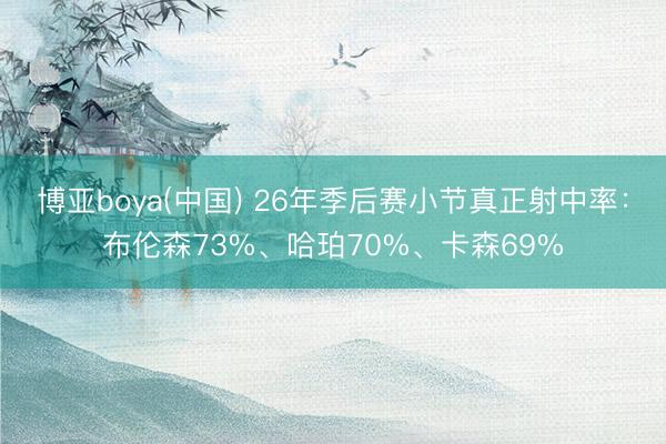 博亚boya(中国) 26年季后赛小节真正射中率：布伦森73%、哈珀70%、卡森69%