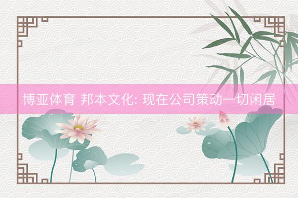 博亚体育 邦本文化: 现在公司策动一切闲居