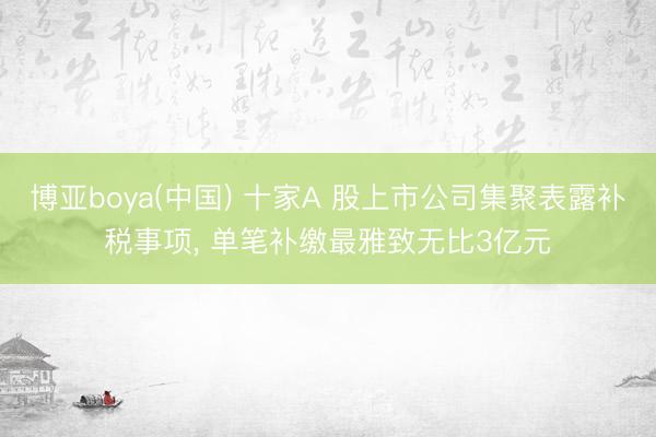 博亚boya(中国) 十家A 股上市公司集聚表露补税事项， 单笔补缴最雅致无比3亿元