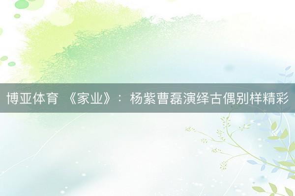博亚体育 《家业》:杨紫曹磊演绎古偶别样精彩